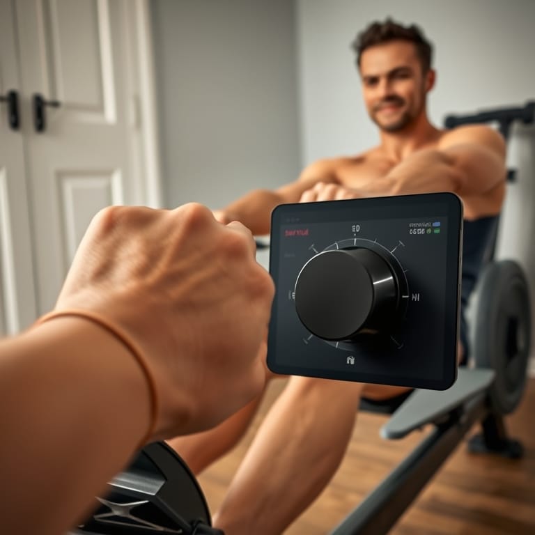 compact rower in action